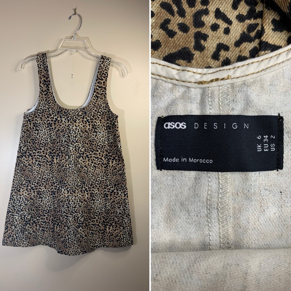 ASOS leopard print mini A-line dress sleeveless. Size 2